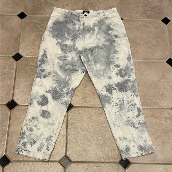 Stussy Other - RARE Stussy Blue & White Denim Double Front Work Carpenter Jeans Pants Acid Wash